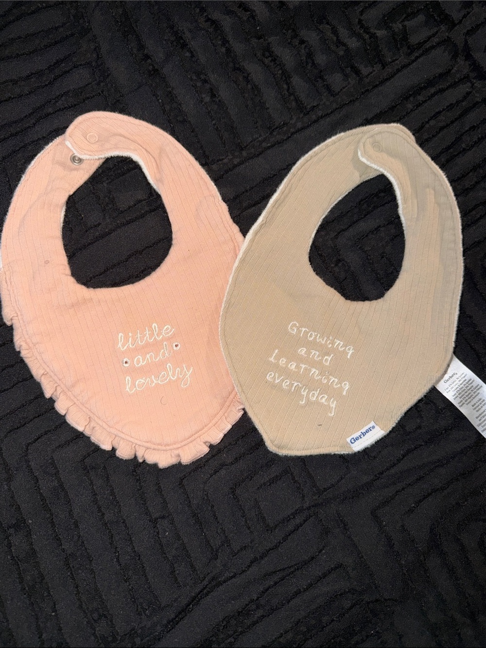 Gerber Peach and Tan Ribbed Baby Bibs - 2-Pack